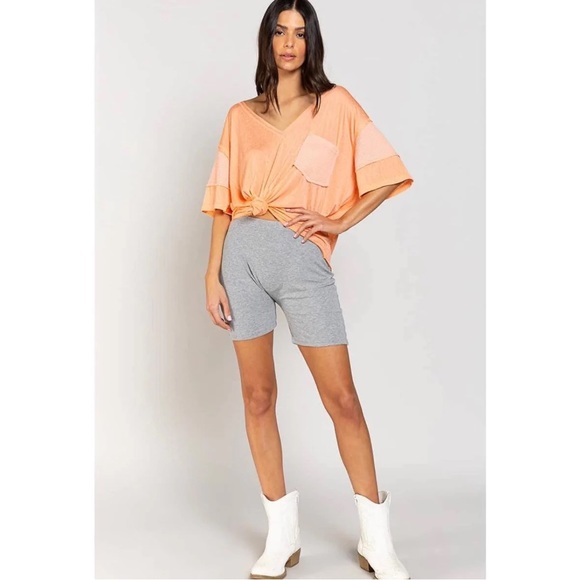 High Waisted Ribbed Adore Biker Shorts Cheeky Back Pockets NWT - Picture 2 of 10